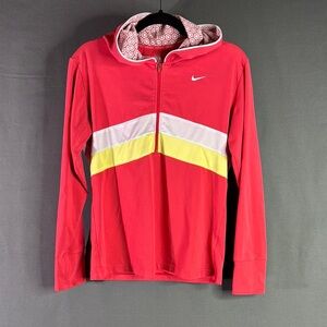 Nike Hooded Jacket orange/salmon. with Yellow‎ and White Stripes large